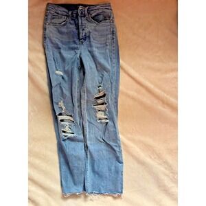 Wild Fable High Rise Straight Ankle Distressed Raw Hem Denim Button Fly Size 2